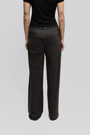 RICK OWENS - FW04 "QUEEN" Wide wool pants with bias darts and a ribbed waist