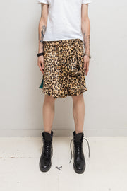 BLACKMEANS - 2024/25 Leopard faux fur kilt skirt with matching belt bag