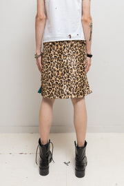 BLACKMEANS - 2024/25 Leopard faux fur kilt skirt with matching belt bag