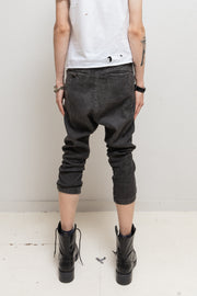 ISAMU KATAYAMA BACKLASH - Shell linen & cotton cropped pants with leather waistband