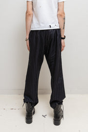 TAKAHIRO MIYASHITA THE SOLOIST - SS18 Lightweight silk blend stripe pants with waist flap