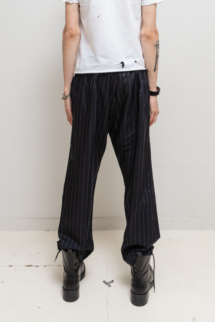 TAKAHIRO MIYASHITA THE SOLOIST - SS18 Lightweight silk blend stripe pants with waist flap