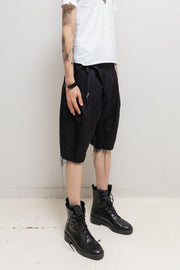 TAKAHIRO MIYASHITA THE SOLOIST - SS18 Textured silk blend raw cut shorts with waist flap
