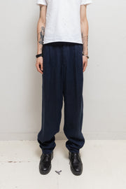 COMME DES GARCONS HOMME PLUS - 90's Wide navy linen pleated pants