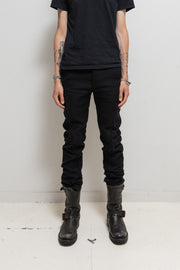 OBSCUR - Linen and wool blend pants with spiral frayed seam