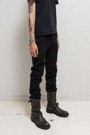 OBSCUR - Linen and wool blend pants with spiral frayed seam