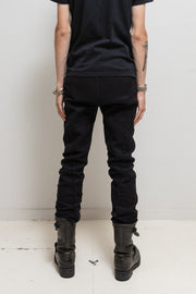 OBSCUR - Linen and wool blend pants with spiral frayed seam