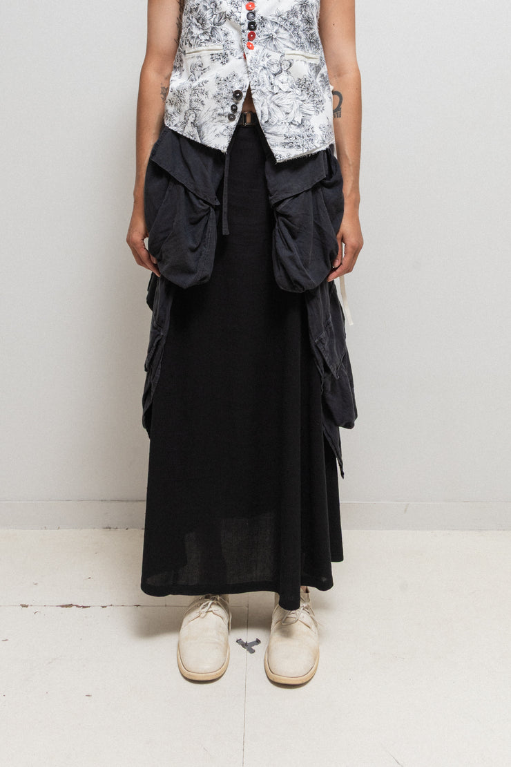 ANN DEMEULEMEESTER - SS04 Cotton skirt with parachute pockets (runway)