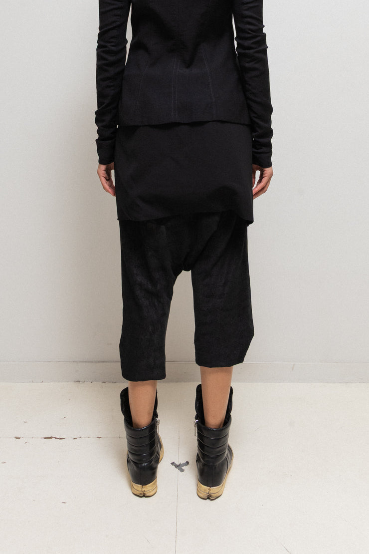 RICK OWENS - FW10 « GLEAM » Wool blend skirt with thick leather waist