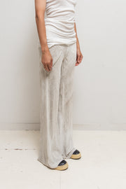 RICK OWENS - FW16 « Mastodon » Silk blend velvet wide pants with ribbed waist