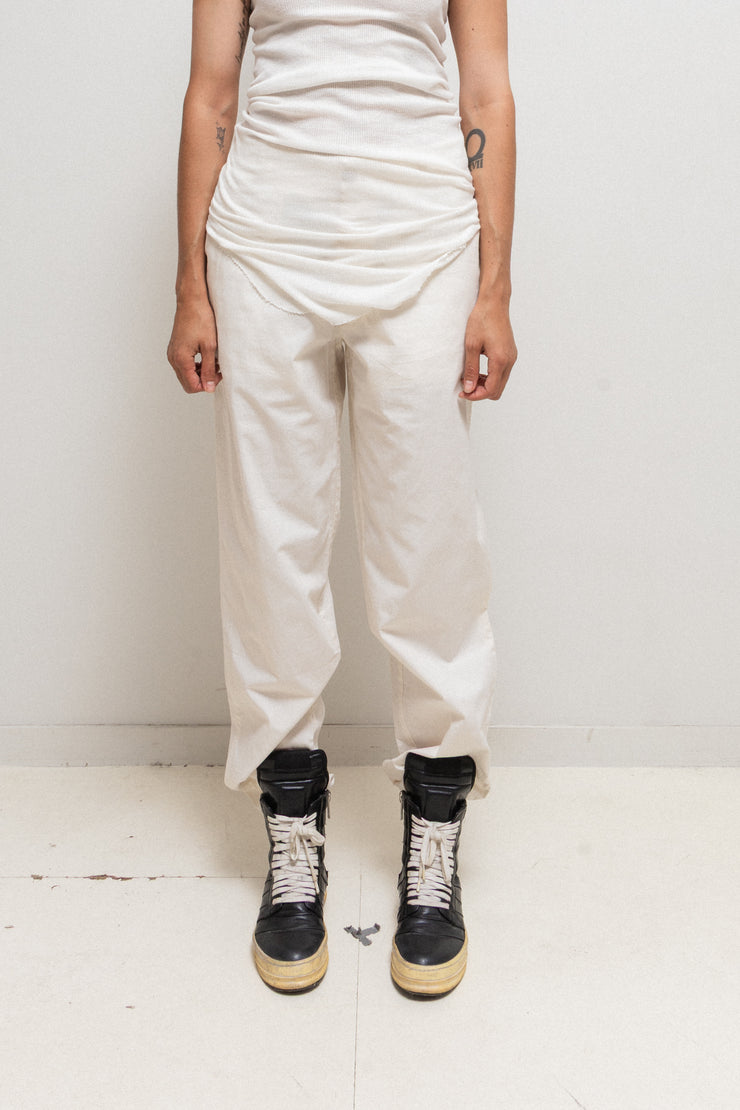 RICK OWENS - SS07 "WISHBONE" Cotton & silk wide milk pants