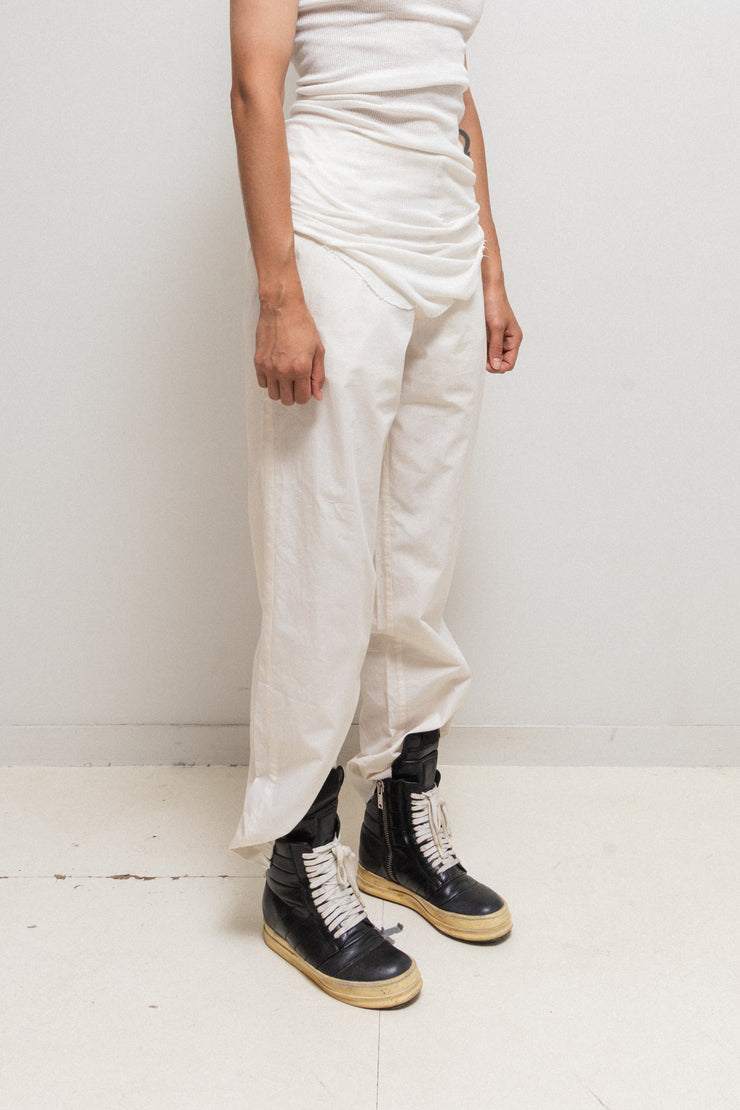 RICK OWENS - SS07 "WISHBONE" Cotton & silk wide milk pants