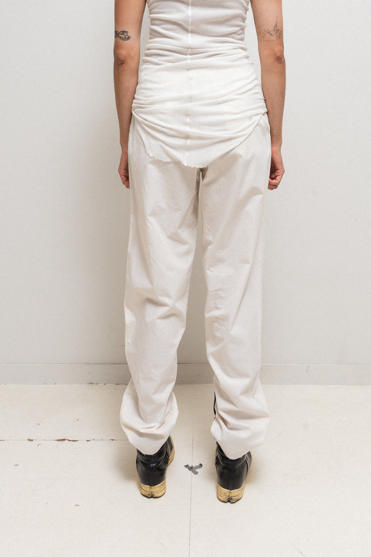 RICK OWENS - SS07 "WISHBONE" Cotton & silk wide milk pants