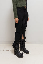 JUNYA WATANABE - FW06 Reworked patchwork wool pants with leg straps and waist zipper (runway)