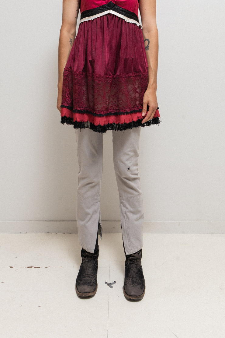 UNDERCOVER - FW04 « But Beautiful » Grey cotton pants with floral lining (runway)