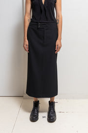 YOHJI YAMAMOTO Y’S - Gabardine wool skirt with slit detail