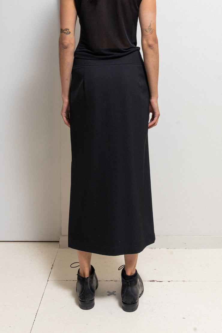 YOHJI YAMAMOTO Y’S - Gabardine wool skirt with slit detail
