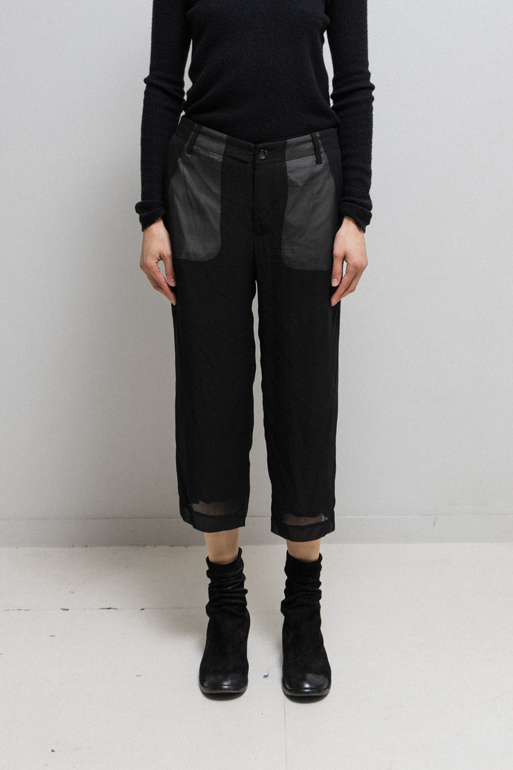 RICK OWENS - SS07 "WISHBONE" Double layer silk pants with see-through pockets