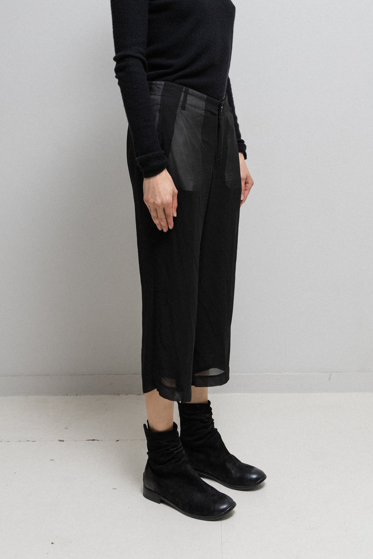 RICK OWENS - SS07 "WISHBONE" Double layer silk pants with see-through pockets