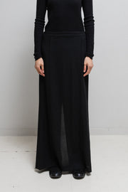 ANN DEMEULEMEESTER - SS12 Long fleece wool skirt with back slit and seam details