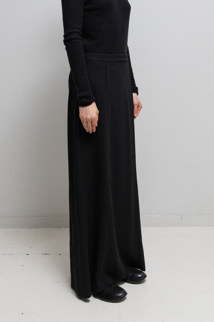 ANN DEMEULEMEESTER - SS12 Long fleece wool skirt with back slit and seam details