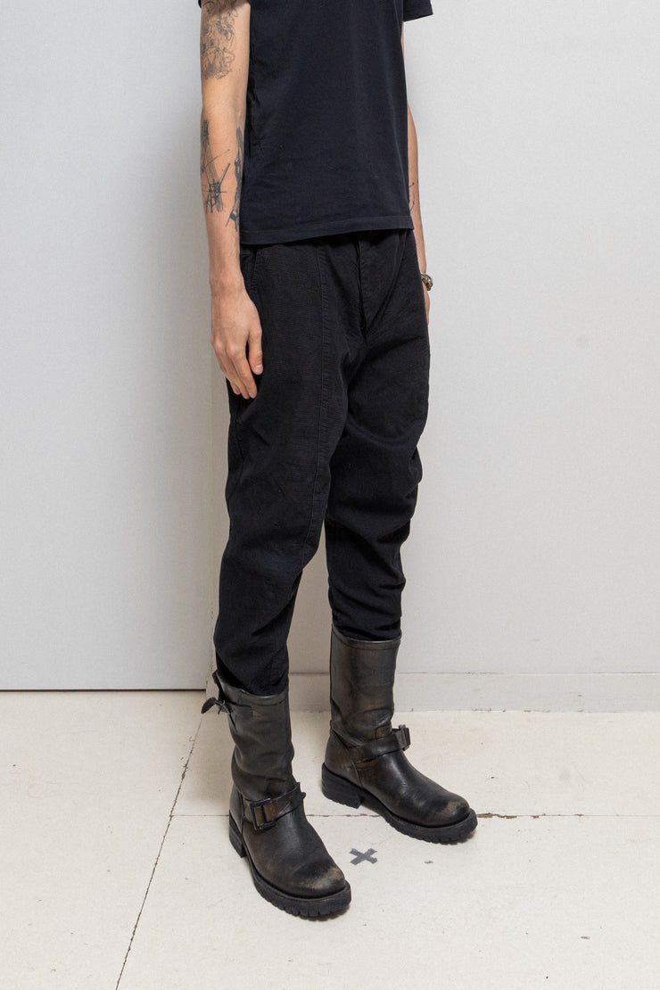 MARC POINT - Textured cotton pants with wooden button