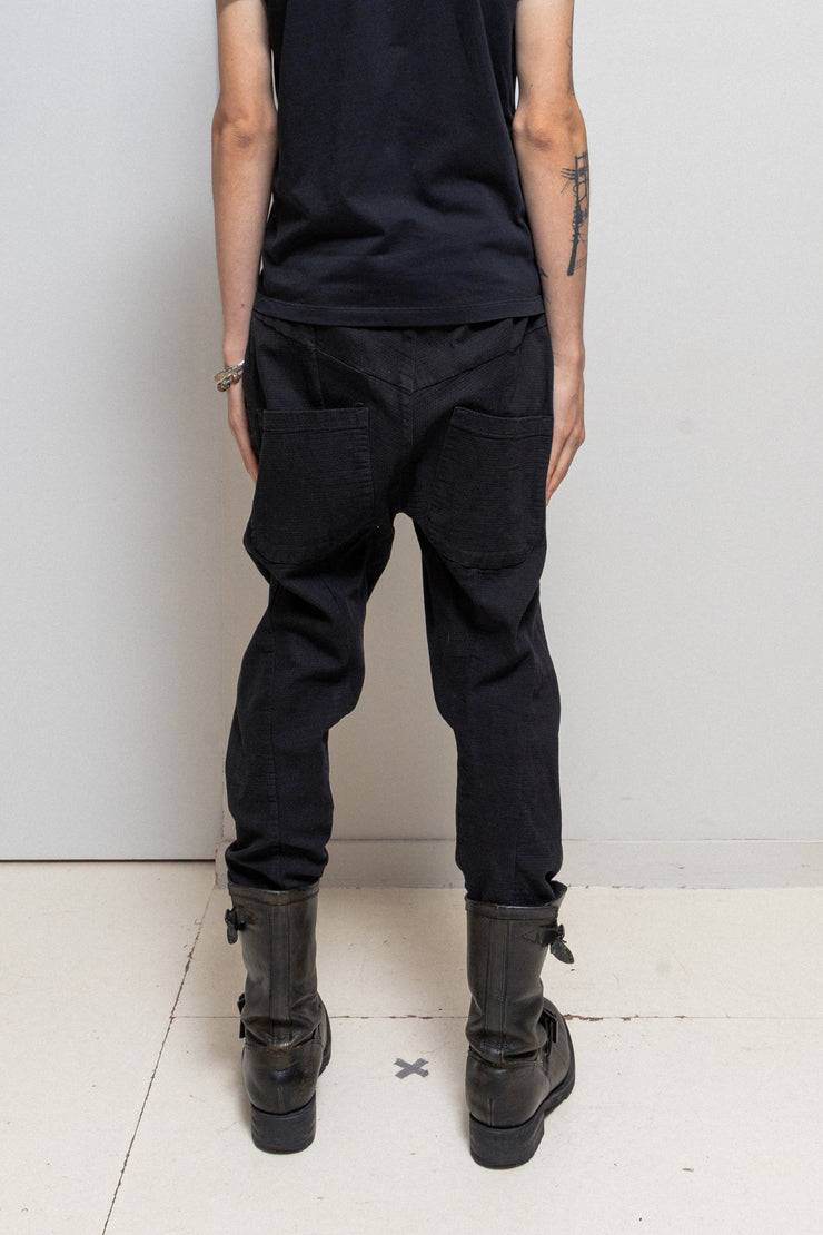 MARC POINT - Textured cotton pants with wooden button