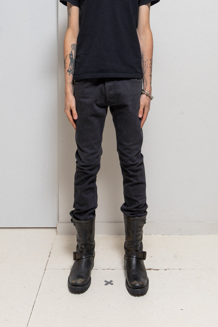 ISAMU KATAYAMA BACKLASH - Shell cotton slim jeans with lizard leather tag