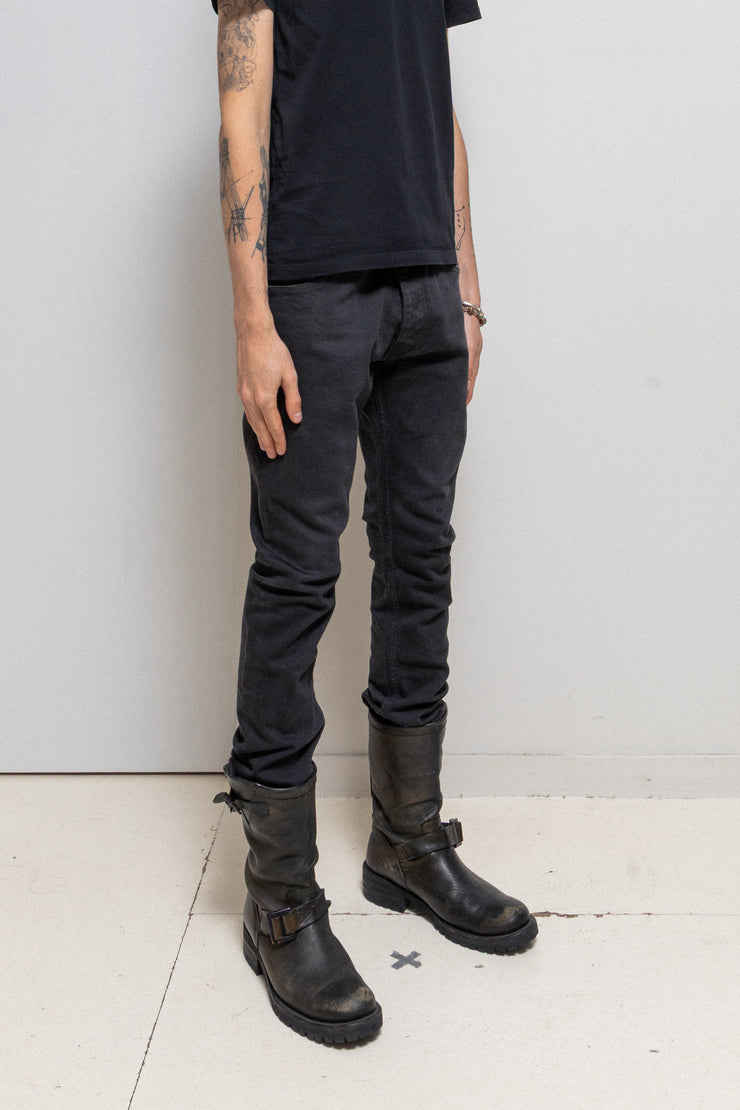 ISAMU KATAYAMA BACKLASH - Shell cotton slim jeans with lizard leather tag