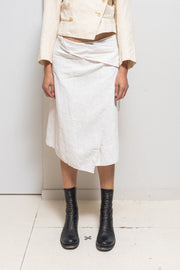 ANN DEMEULEMEESTER - SS99 Painted linen wrap up skirt