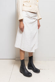 ANN DEMEULEMEESTER - SS99 Painted linen wrap up skirt