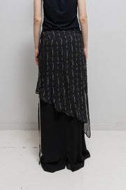 ANN DEMEULEMEESTER - SS11 Patterned silk skirt with a longer side and straps (runway)