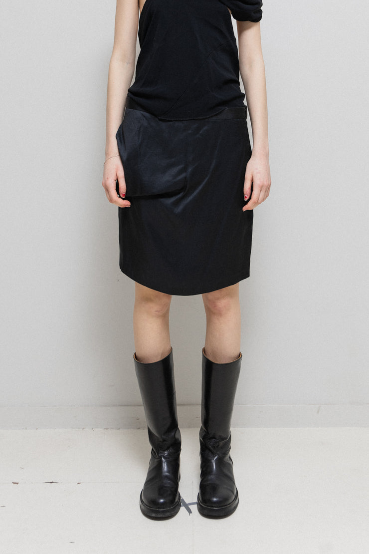 ANN DEMEULEMEESTER - Folded pocket silky mini skirt