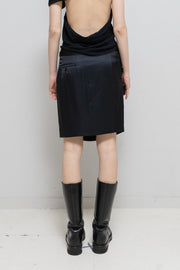 ANN DEMEULEMEESTER - Folded pocket silky mini skirt