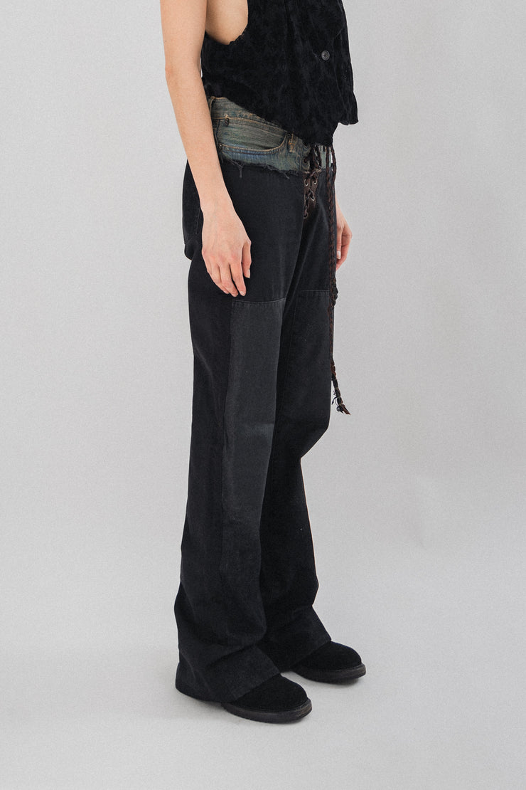 IF SIX WAS NINE - Double waist flared jeans with corset closure