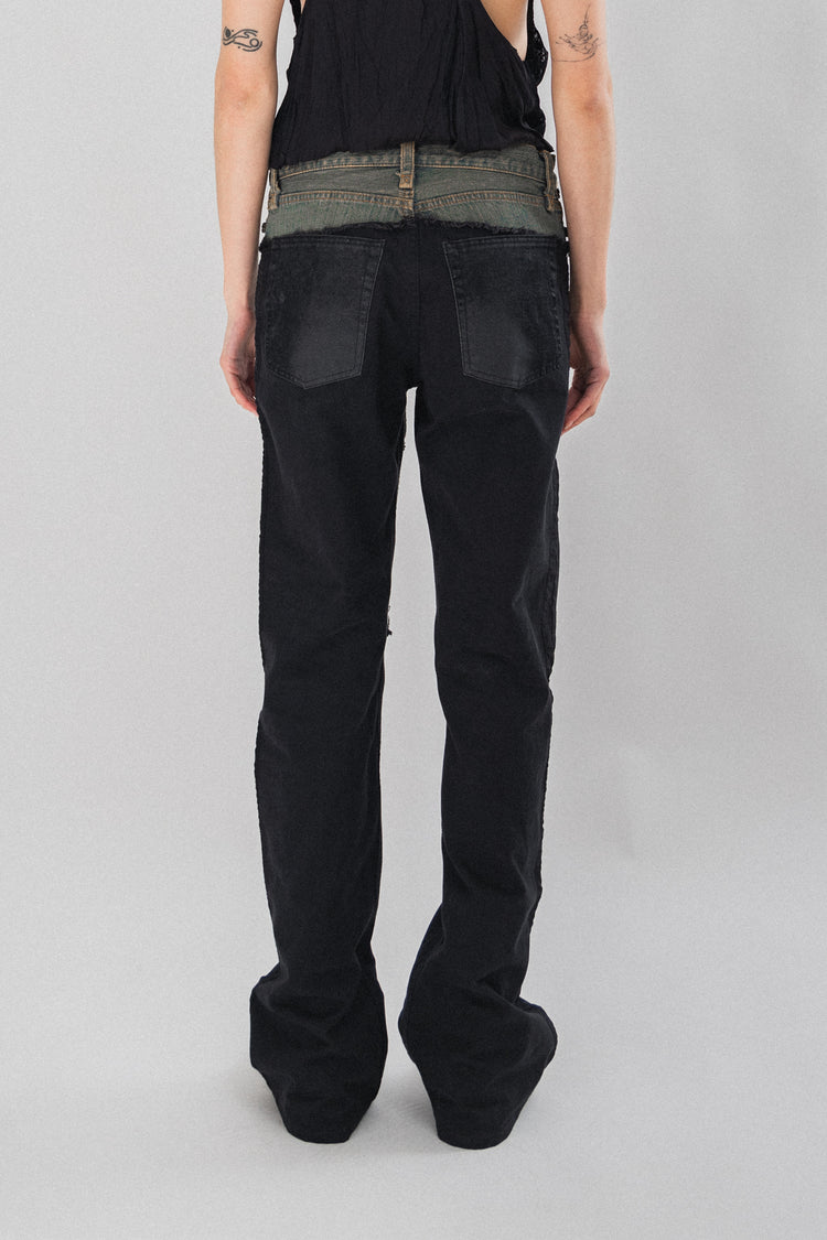 IF SIX WAS NINE - Double waist flared jeans with corset closure