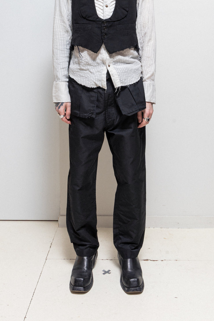 YOHJI YAMAMOTO POUR HOMME - SS01 Nylon + ramie wide pants with waist pockets (runway)