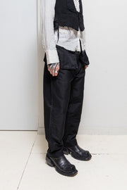 YOHJI YAMAMOTO POUR HOMME - SS01 Nylon + ramie wide pants with waist pockets (runway)