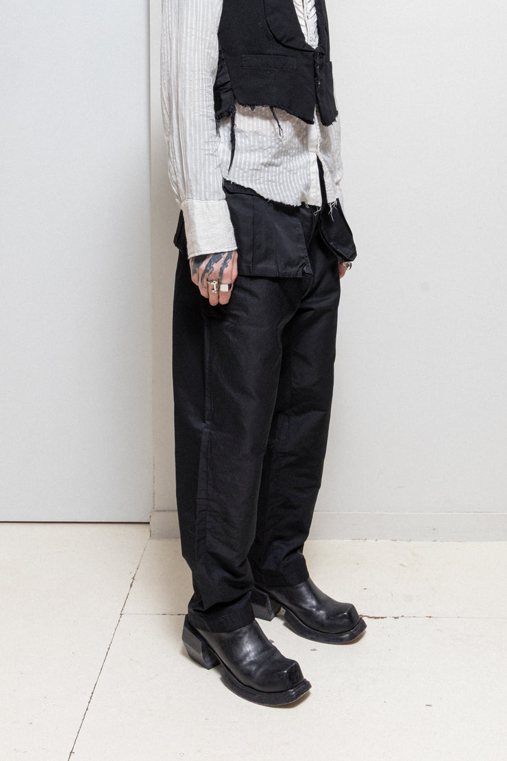 YOHJI YAMAMOTO POUR HOMME - SS01 Nylon + ramie wide pants with waist pockets (runway)