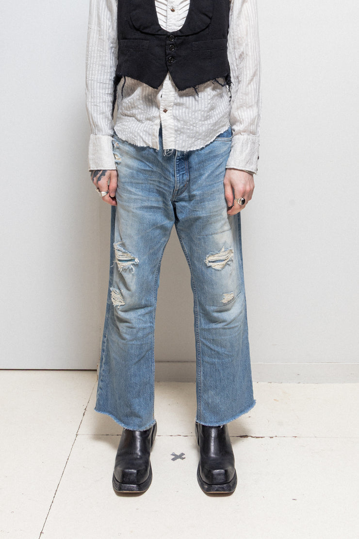 ISAMU KATAYAMA BACKLASH - Wide ripped denim pants