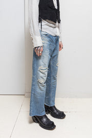 ISAMU KATAYAMA BACKLASH - Wide ripped denim pants