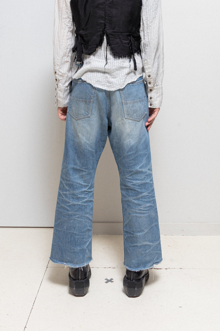 ISAMU KATAYAMA BACKLASH - Wide ripped denim pants