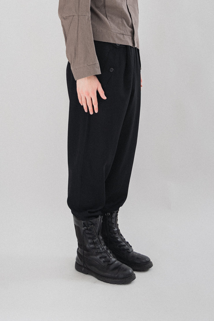 YOHJI YAMAMOTO POUR HOMME - Wool pants with waist details and feet straps (late 80&