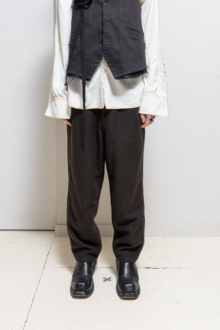 ALEKSANDR MANAMIS - Thick wool pants with contrasting straps