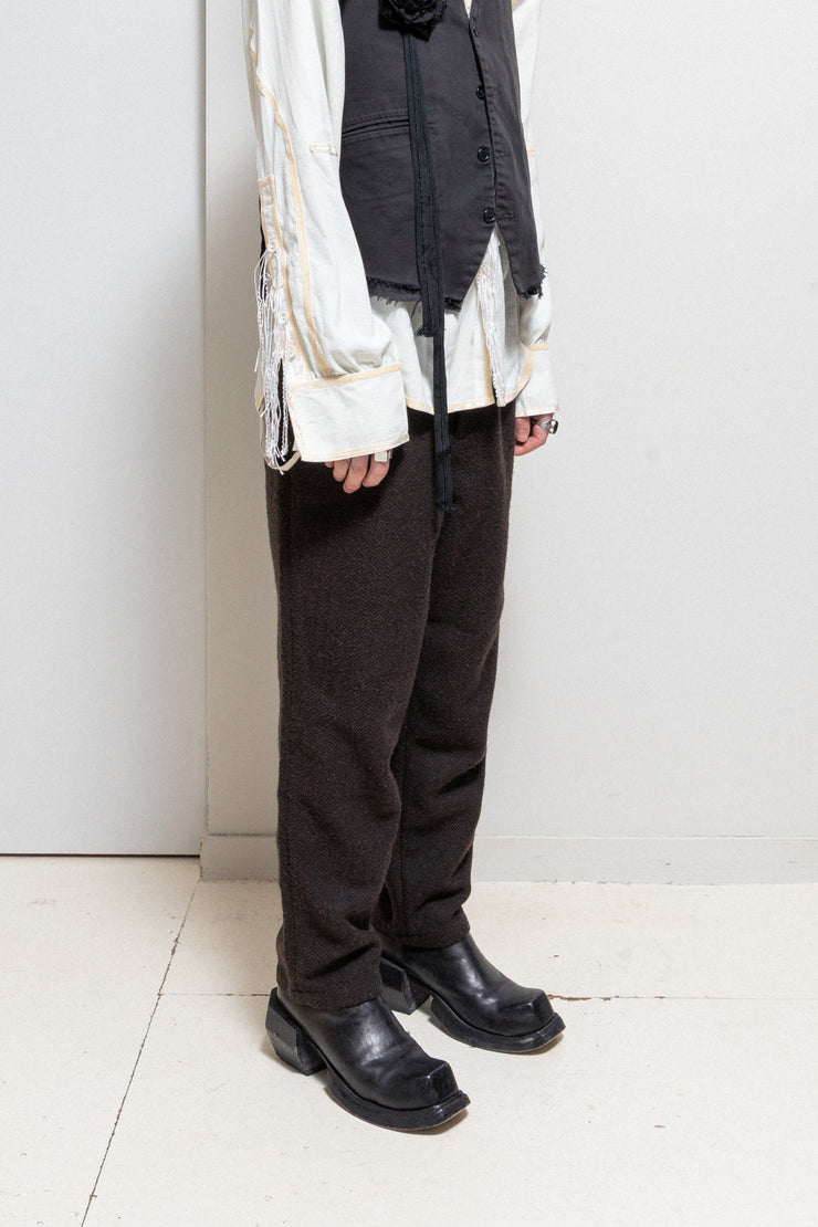 ALEKSANDR MANAMIS - Thick wool pants with contrasting straps