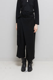 YOHJI YAMAMOTO Y'S PINK - Folded wide wool pants with a waist belt