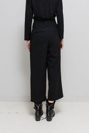 YOHJI YAMAMOTO Y'S PINK - Folded wide wool pants with a waist belt