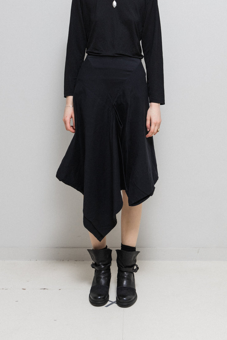 YOHJI YAMAMOTO GOTHIC - Thick cotton skirt with asymmetric front panels (90&