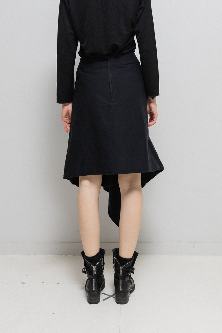 YOHJI YAMAMOTO GOTHIC - Thick cotton skirt with asymmetric front panels (90&