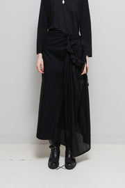 YOHJI YAMAMOTO Y'S - Long cotton layered skirt with frilled details